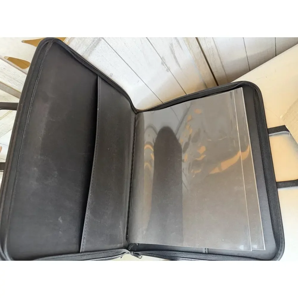 Vintage JM Joshua Meier Bokara Black Leather Portfolio Case Full Zip 16x13in